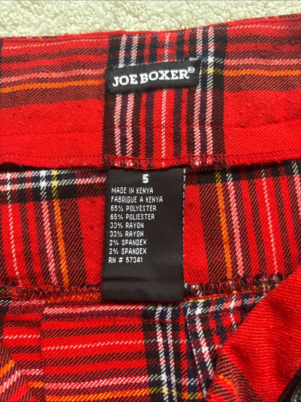 Joe Boxer Red Plaid Pleated Mini Skirt with Buckle Detail - Picture 2 of 3